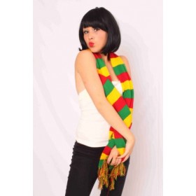Wollen sjaal rood/geel/groen